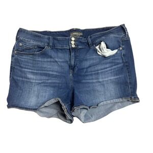 Torrid Denim Shorts‎ Plus Size 26 Dark Wash Cuffed Hem Stretch
